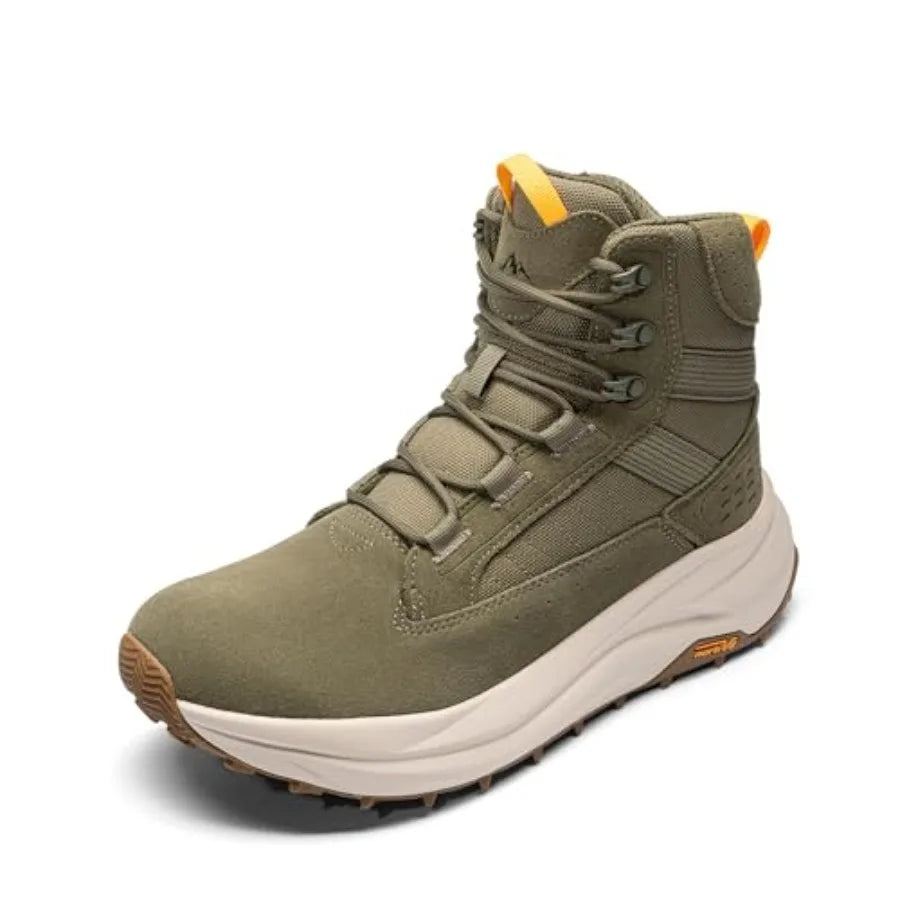 NORTIV Men's Wide Toe Box Work Military Tactical Boots Barefoot Hiking Low Drop Leather Side Zipper Motorcycle Combat Boots Pik