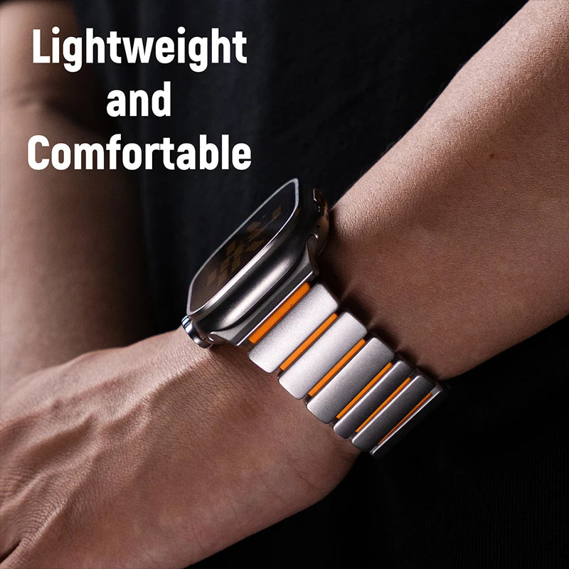Titanium Metal Band For Apple Watch Ultra 3 11 10 9 8 7 SE  Silicone Magnetic Bracelet Strap iWatch 42mm 44 45mm 46mm 49mm  2028