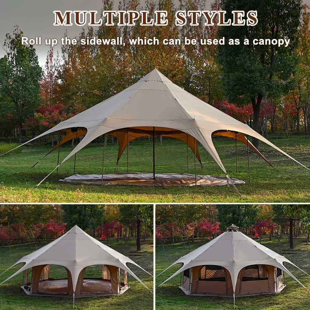 Glamping Camping New Design One Bedroom Yurt Tent Outdoor Oxford Bell Tent for 4 Season 4-10 Persons Family Luxury Waterproof