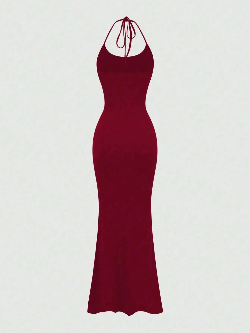 Black Fitted Halter Mermaid Maxi Dress for Women