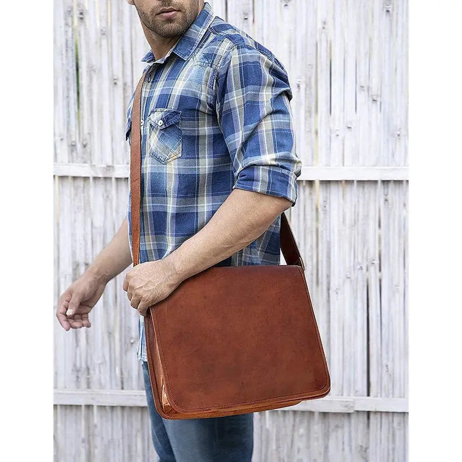 inch Vintage Crossbody Full Grain Leather Laptop Messenger Bag
