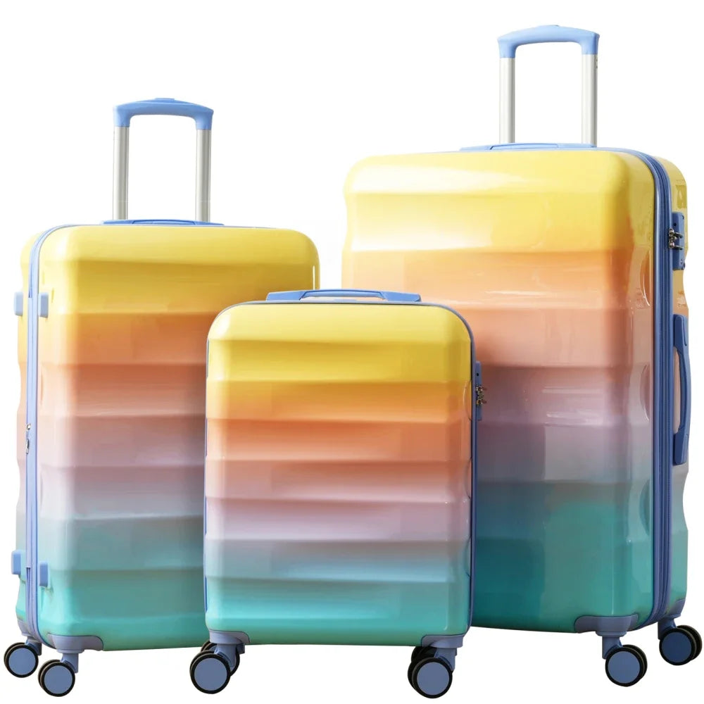 Luggage Set–Hardshell Suitcases with Spinner Wheels and TSA Lock, PC+ABS, Vibrant Glossy Expandable Design for Travel