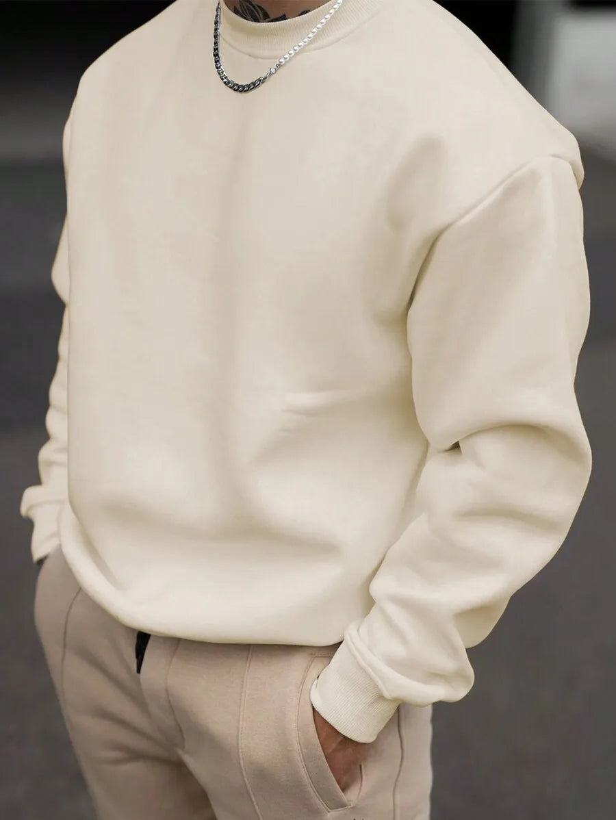 Men's Solid Drop Shoulder Long Sleeve Sweatshirt for Fall Casual Wear