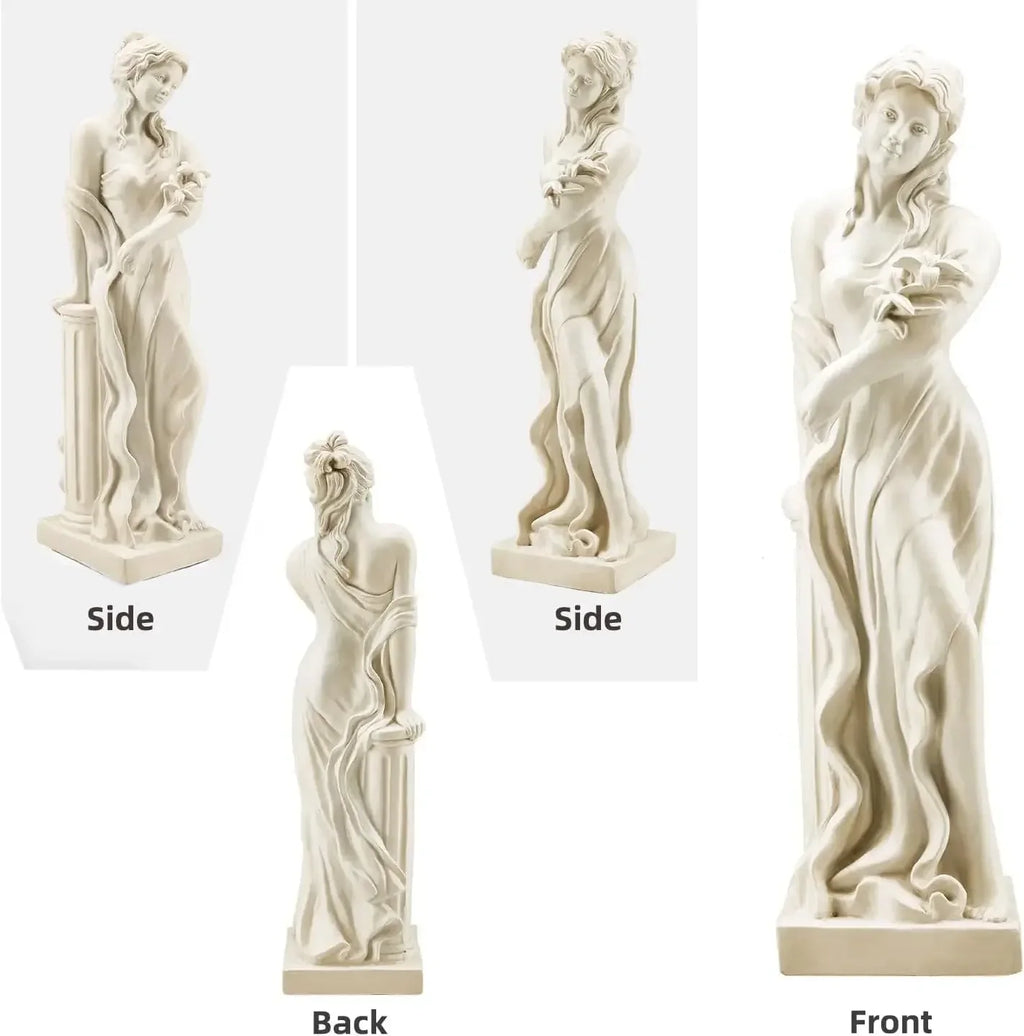 51'' Large Outdoor Garden Nymph Statue, Goddess of Spring Flowers, Roman Style Sculptures Decorations, Religious Garden Statue f