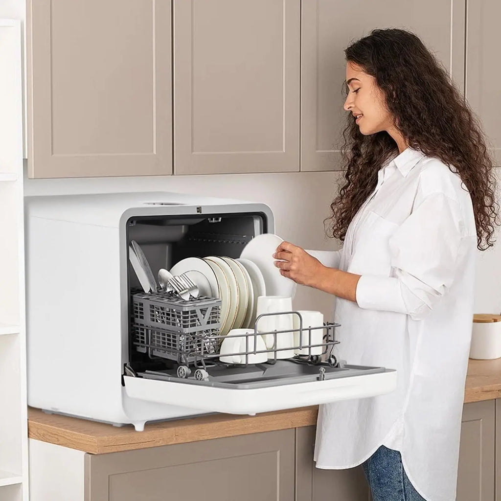Portable Mini Dishwasher With 5L Water Tank, 162℉ High-Temp & 6 Modes Dishwasher For Apartments, RV, Kitchen, 20V/900W