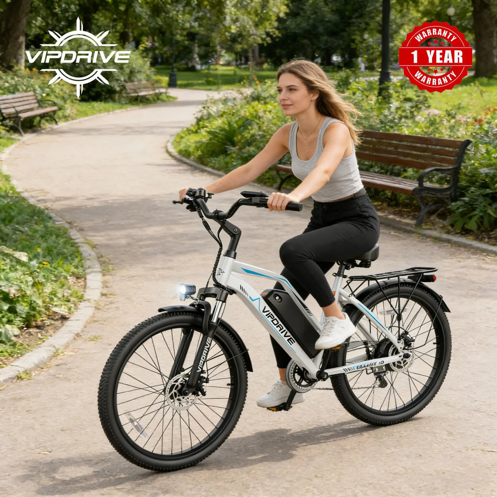 VIPDRIVE Urbanite 1.2 Adult Electric Bike, 750W Peak Power, 48V 7.8Ah Battery, 26-inch Tire, UL 2849 Certified, 1 Year Warranty