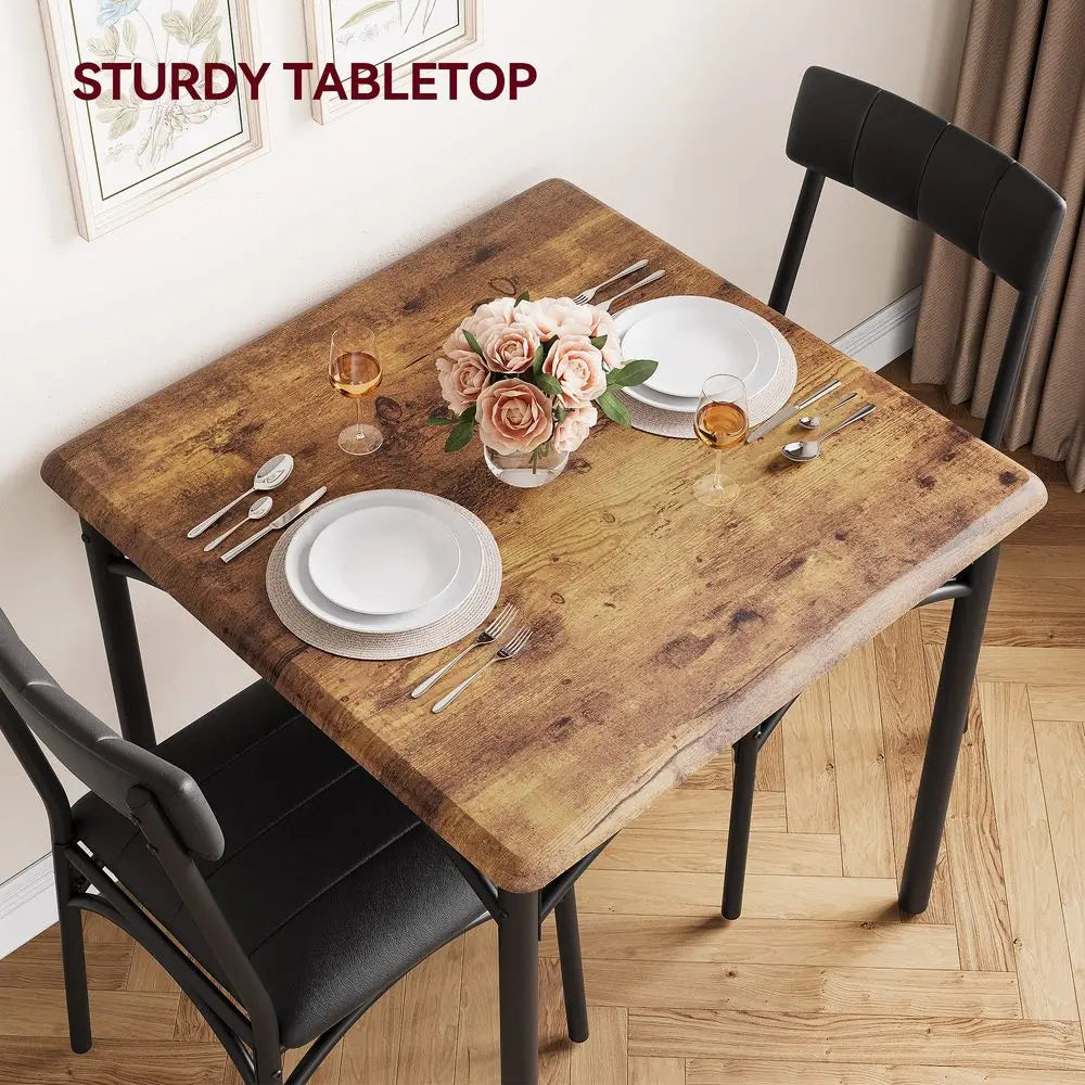 Dining Table Set for 2, Kitchen Table and Chairs for 2 with Upholstered Chairs, 3 Piece Dining Room Table Set, Square Kitchen Ta