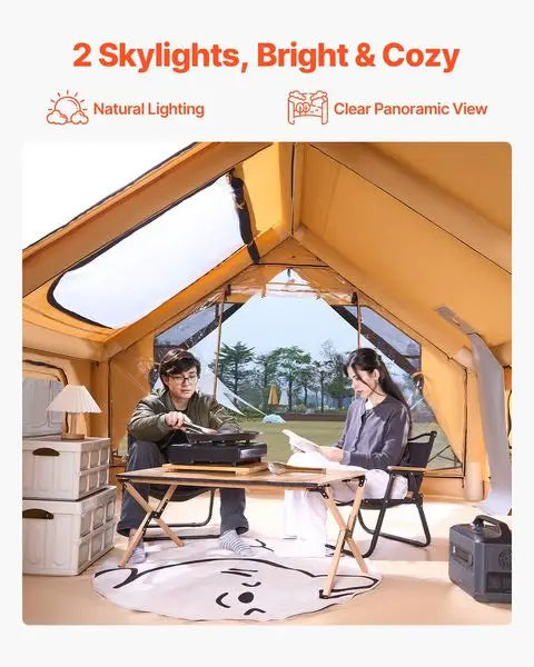 Luxury Inflatable Camping Tent 5-8 Person Easy Setup Blow Up Tent Waterproof Outdoor Family Glamping Tent with Hand Pump