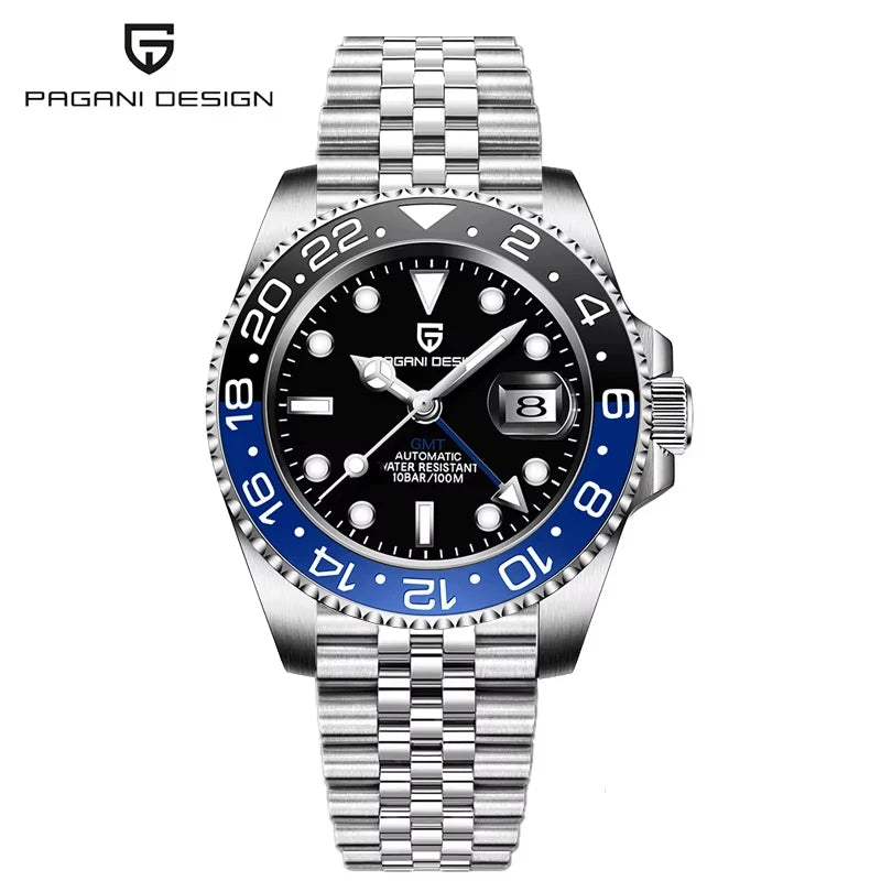 New PD-1662 PAGANI DESIGN GMT Automatic Wristwatch Stainless Steel 100M Waterproof Men Watch Top Brand 40mm Mechanical Watch Men