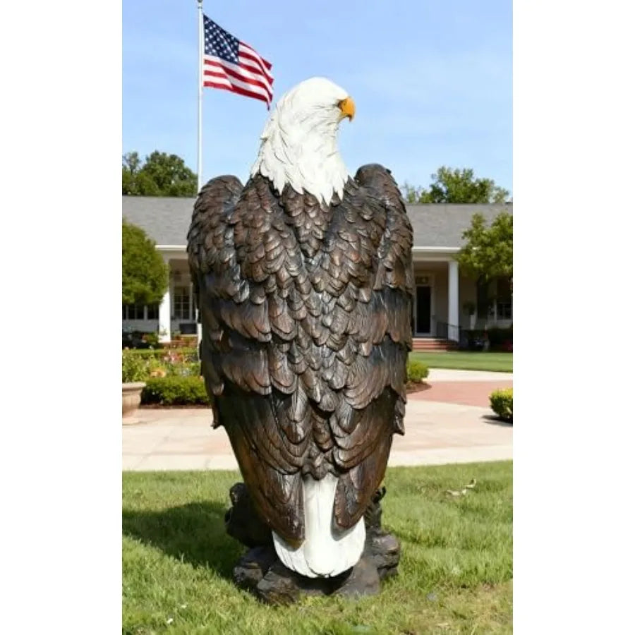 24.4 inch Large Realistic Bald Eagle Statue Outdoor Garden Decor Hand-Painted Resin Yard Art Patio Decoration Majestic Sculptur
