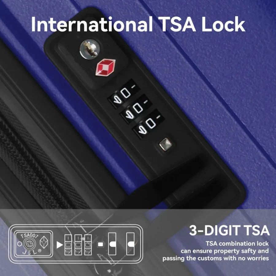 3-Piece Luggage Set Travel Lightweight Suitcases with Rolling Wheels TSA lock Moulded Corner Carry on Luggages for Business Tri