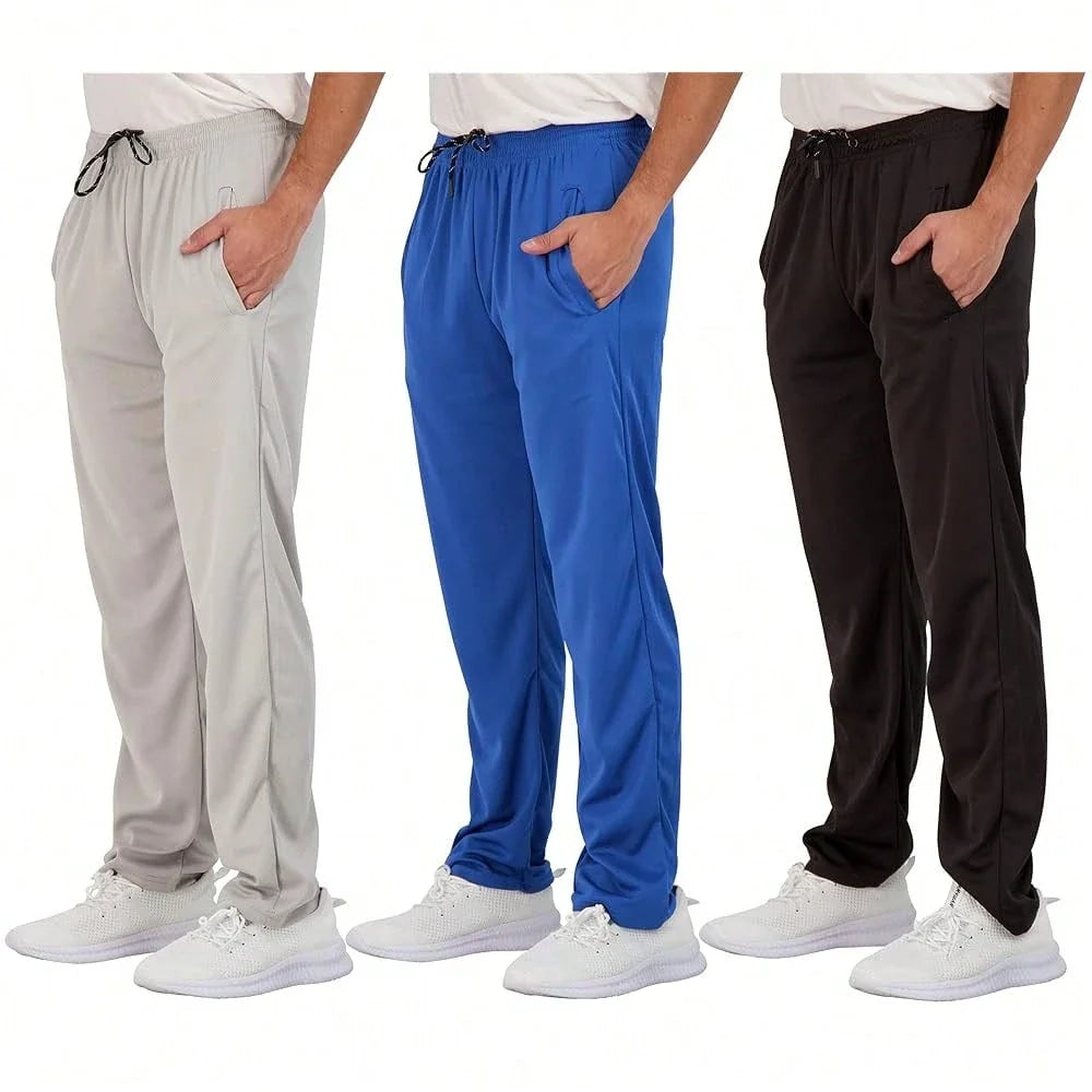 Mens Mesh Athletic Sweatpants With Pockets Open Bottom Lounge Gym Workout Pants