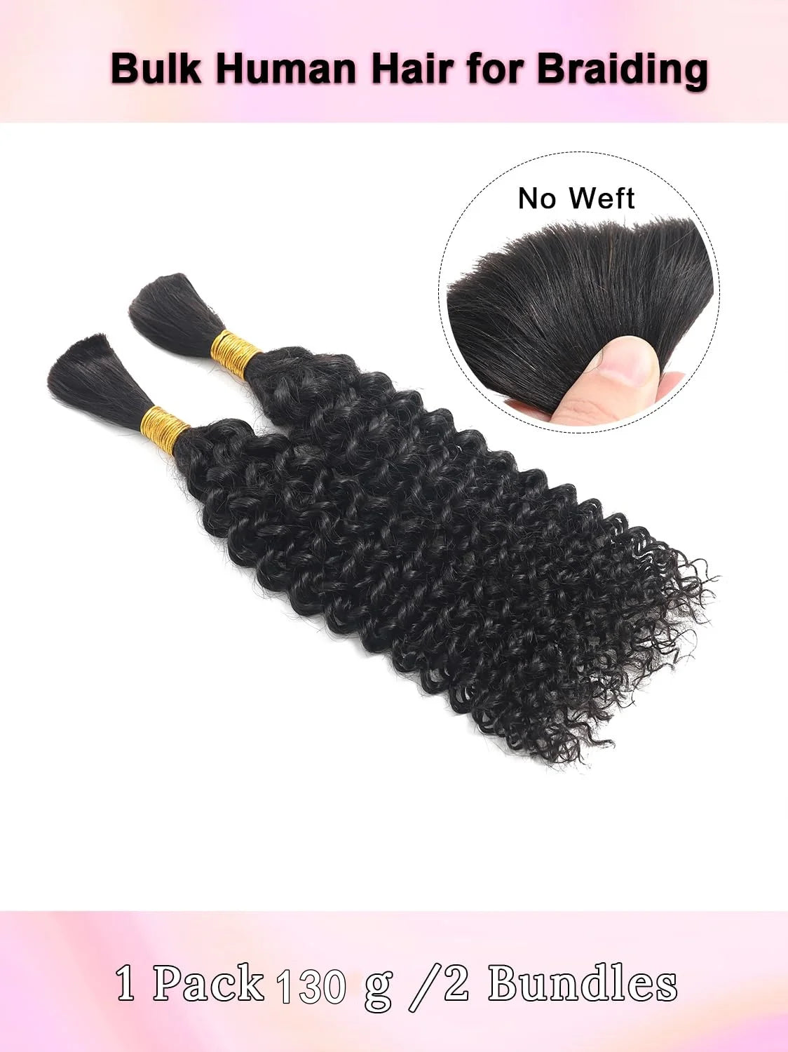 3 Bundles 195g 30Inch Human Braiding Hair For Boho Braids Human Curly Boho Hair ForBraiding Knotless Bulk Bohemian Natural Color