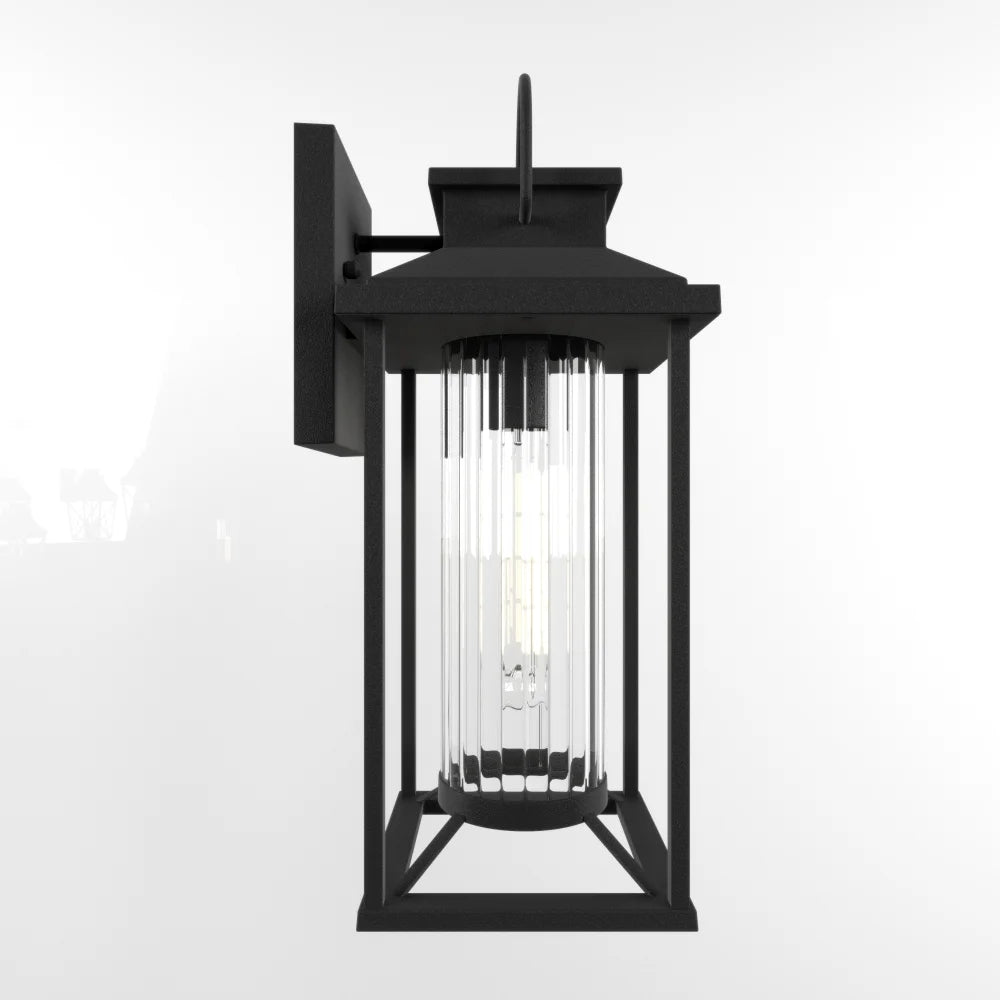 Outdoor Porch Lights, Textured Black Exterior Lighting Fixtures Wall Mount, Modern Outdoor Wall Sconce Lantern (1 pack)