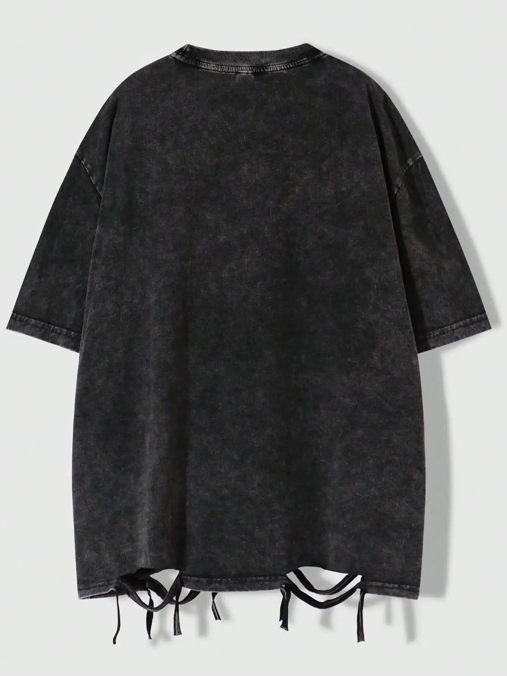 Distressed Oversized Graphic Tee with Eye Print, Gothic Punk Style, Ripped Hem