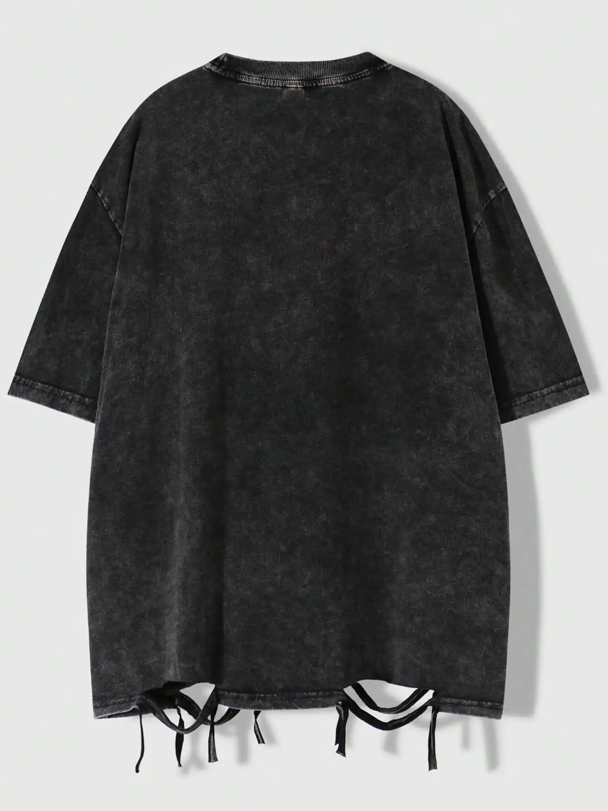 Distressed Oversized Graphic Tee with Eye Print, Gothic Punk Style, Ripped Hem