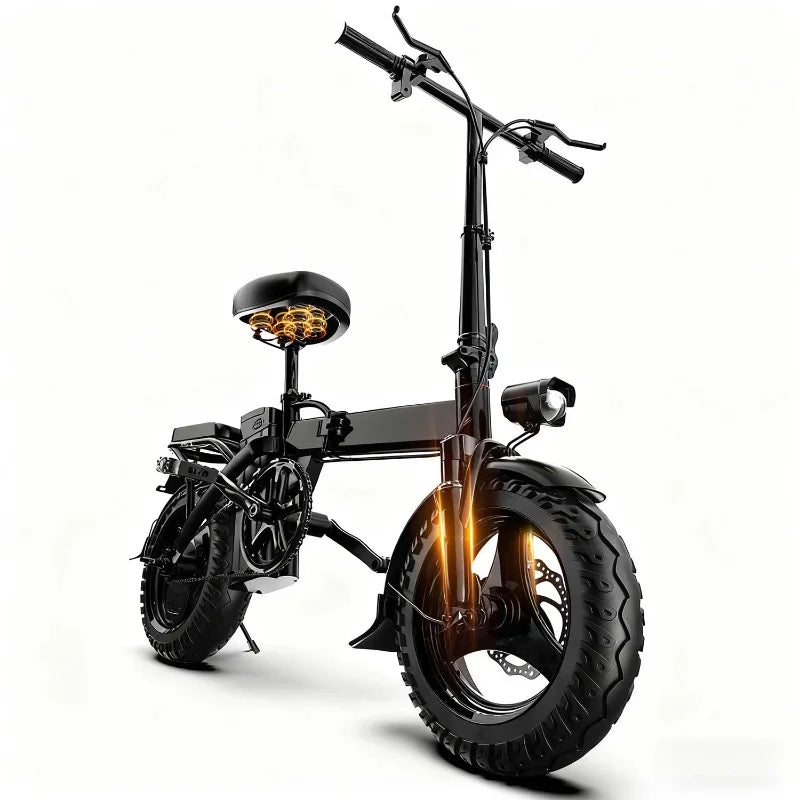 【Brand+】1000w Adult Electric Bike,48v Aluminum Alloy 14 Inch Ebike, Adjustable Front Brake Seat,for Cycling Electric Bicycle