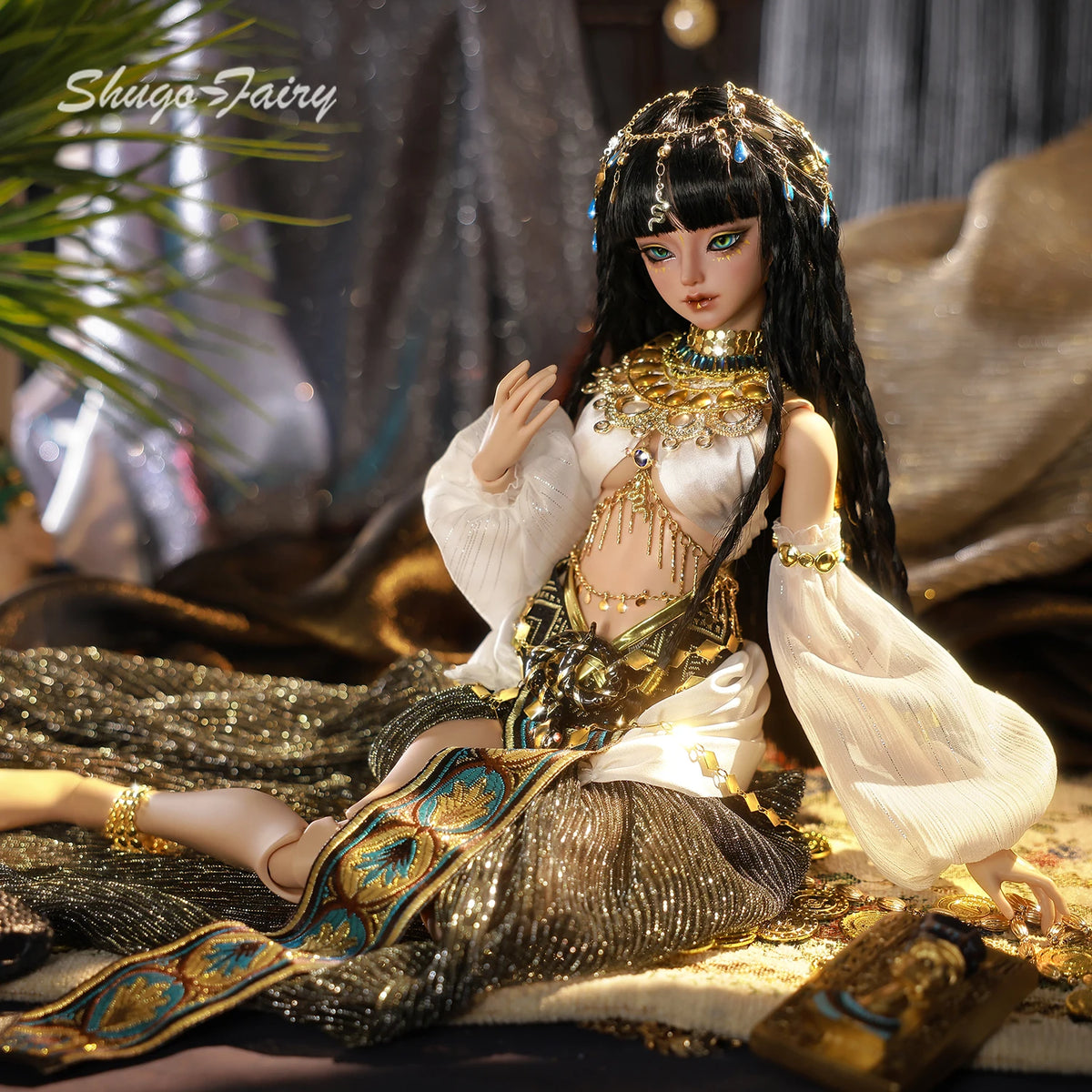 Snake B Egyptian Serpent-Eyed BJD 1/4 Fullset - Humanoid Snake Goddess Uraeus & Handmade Was-scepter Ancient Inspired ShugaFairy