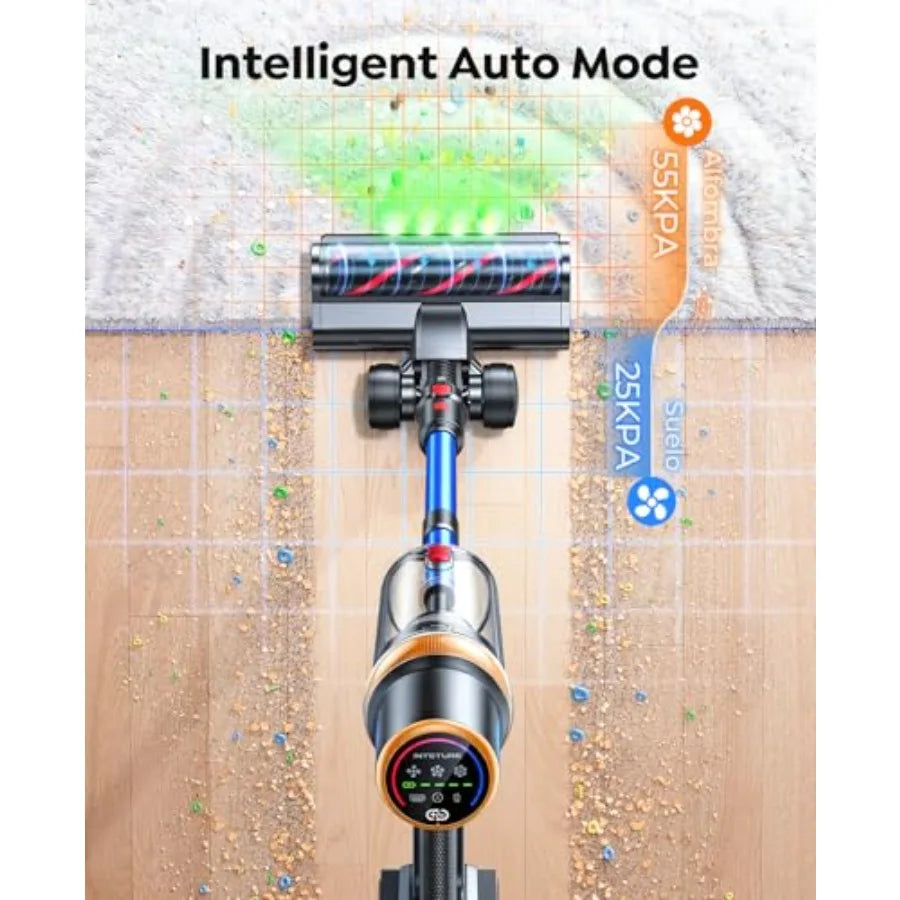 Cordless Vacuum Cleaner 650W 55KPA 70Mins for Home Upgraded Stick Vacuum with Extra Mattress Cleaning Tool Self-Standing Anti-T