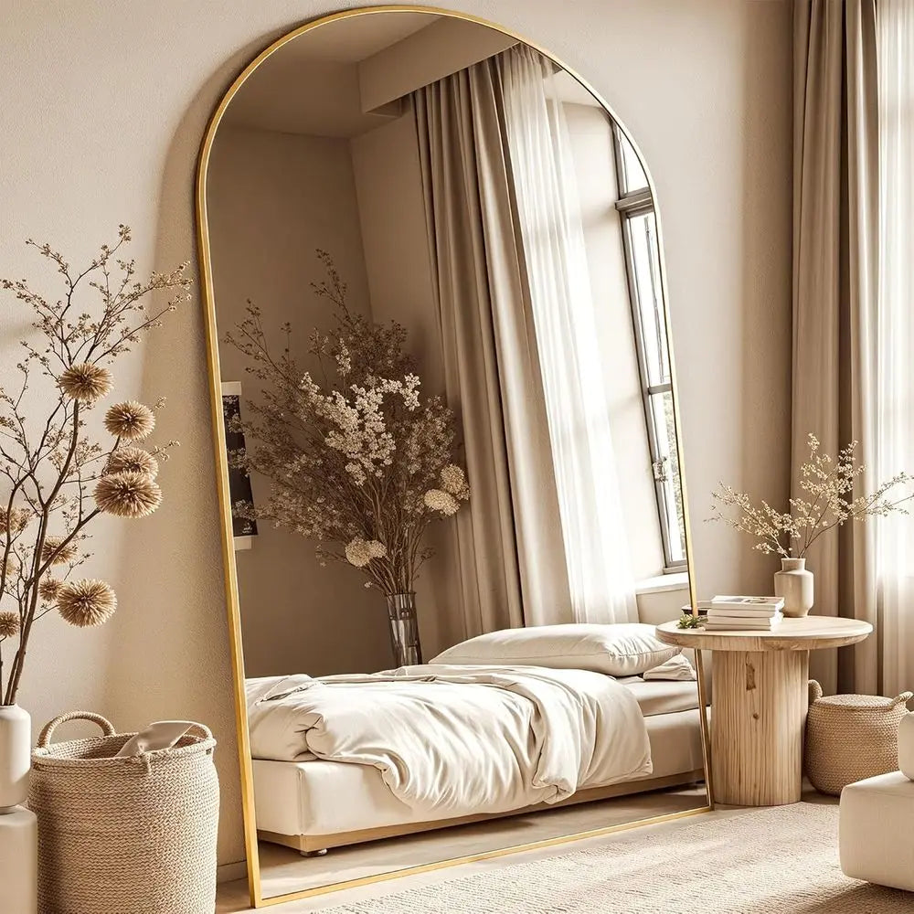 81x41 Inch Arched Full-Body Mirror, Oversized Floor Standing Mirror for Bedroom, Dressing Room, Gold Finish