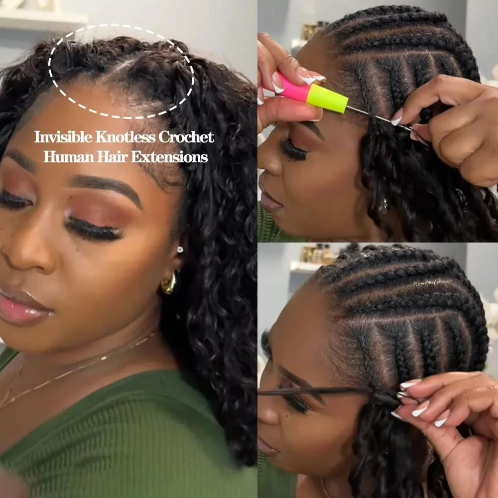 Deep Wave Crochet Human Hair Extensions Knotless Pre-Separated Curly Crochet Braids Weight Reusable Brazilian Hair Extension