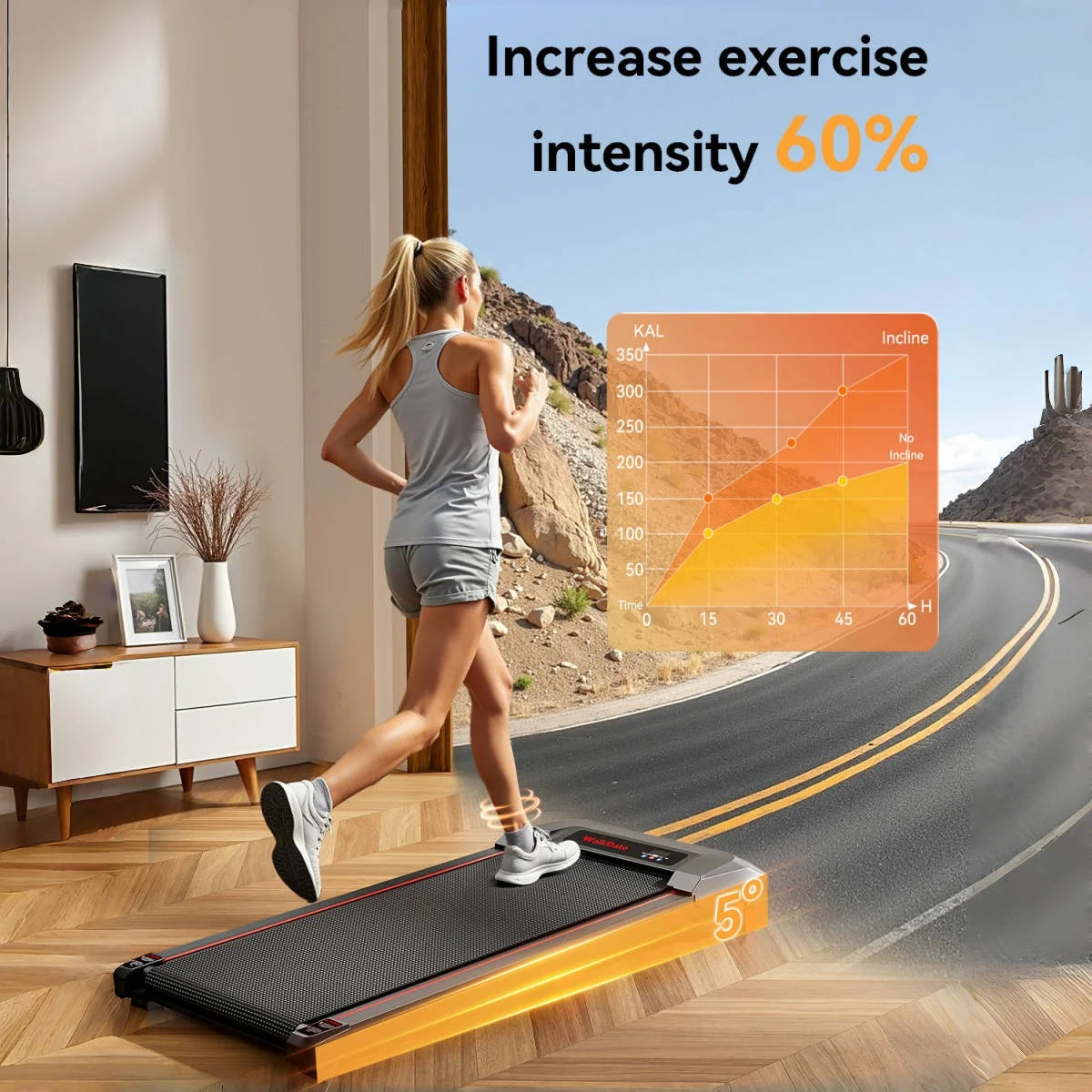 Bestgod Folding Electric Treadmill Walking Pad 8 km/h, 2.5HP, Wide Running Belt 40 cm, Remote Control and LCD Display - Reinforc