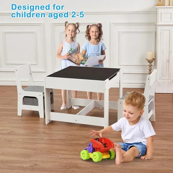 Kids Table and Chair Set with Storage,Table and Chairs for Kids 2-5, Toddler Table and Chair Set 2-4