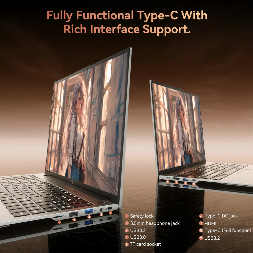 KAMRUI Laptop Computer AMD Ryzen7 H255 Windows Laptop 16 in IPS 16GB DDR5 512GB NVMe SSD Backlit & Numeric Keyboard Wifi6 BT5.2
