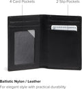 Black Multi-Window Card Case With 4 Card Pockets And 2 Slip Pockets
