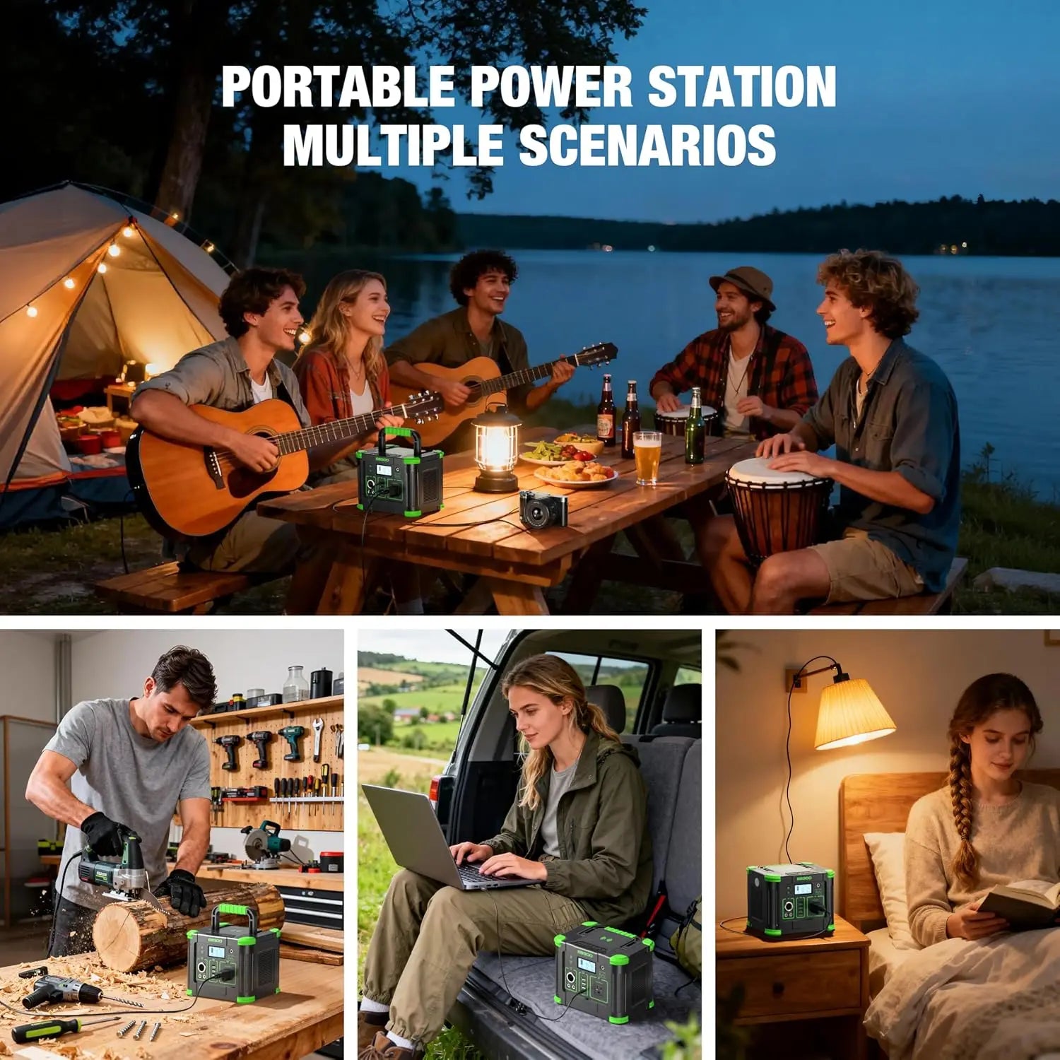 Portable Power Station 330W, 288.6Wh Solar Generator with USB-C PD, AC Outlet, Wireless Charging for Camping Travel Home