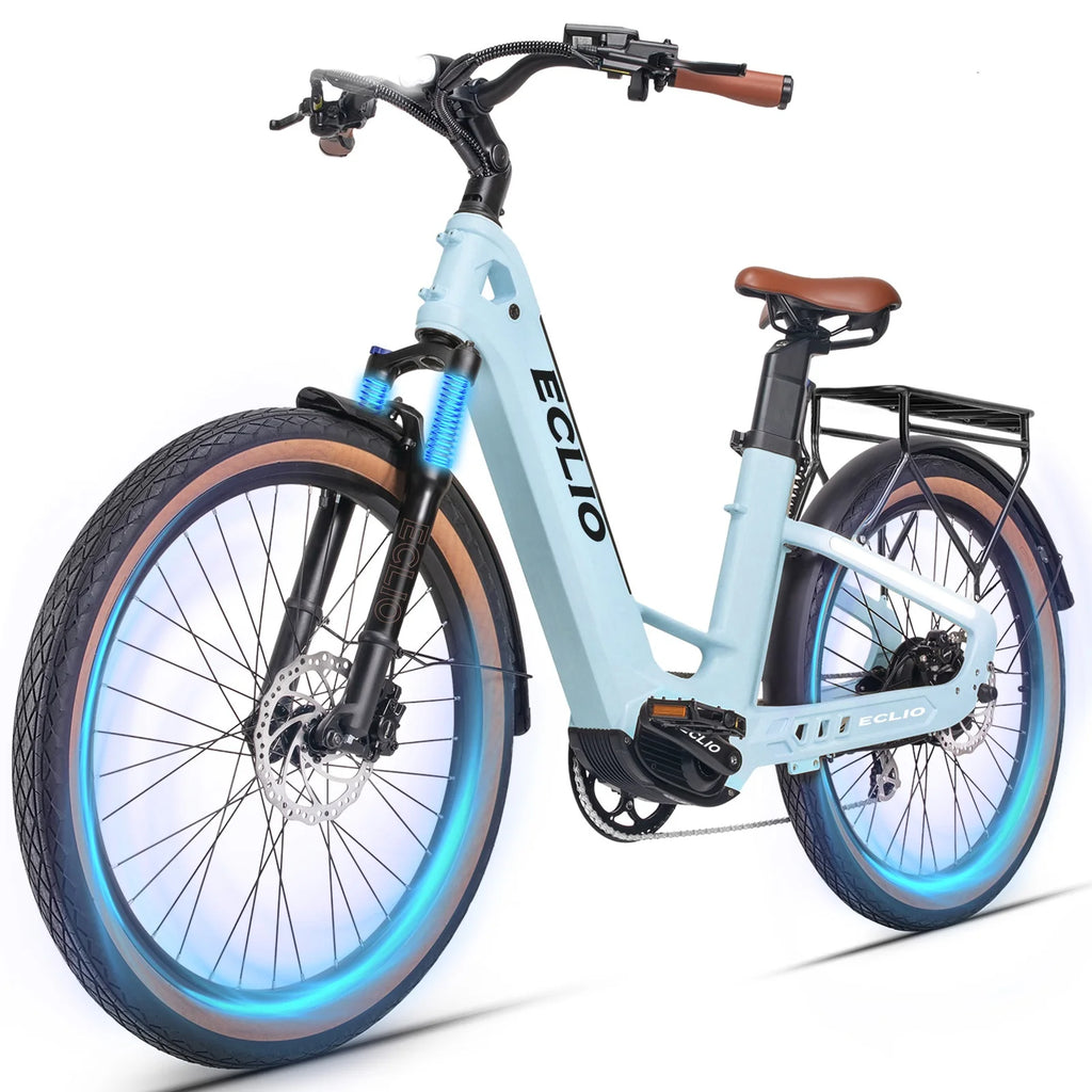 Carbon Fiber Electric Bike, 960WH Dual Battery 120Miles Ebike, Peak 1000W Motor 25MPH, 26'' Big Tires, 7-Speed, Hydraulic Brakes