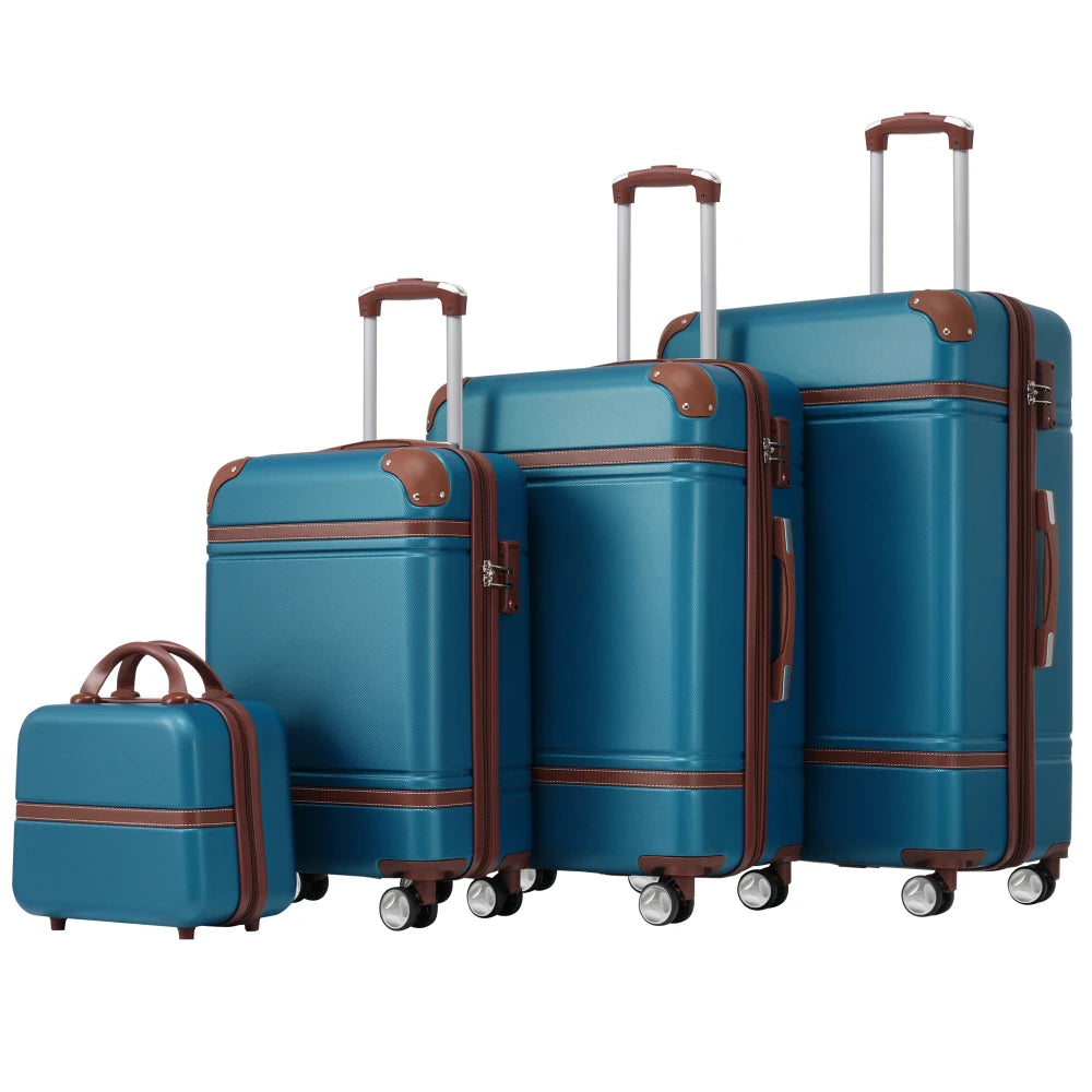 4 Piece Hardshell Luggage Set 20/24/28 Inch with Cosmetic Case Lightweight Spinner Wheels TSA Lock