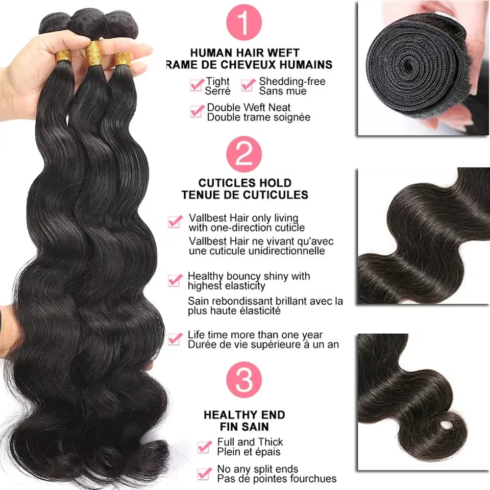 Unprocessed Peruvian Body Wave Human Hair Bundles With Closure Frontal Invisible Melt Skin 4x4 5x5 13x4 HD Lace 3 4 Bundle Weave