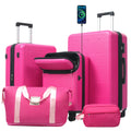 Hardside Expandable 5PCS Luggage Set with Bags 20" Half Opening Carry On USB TSA Lock Double Spinner Wheels 24" 28"