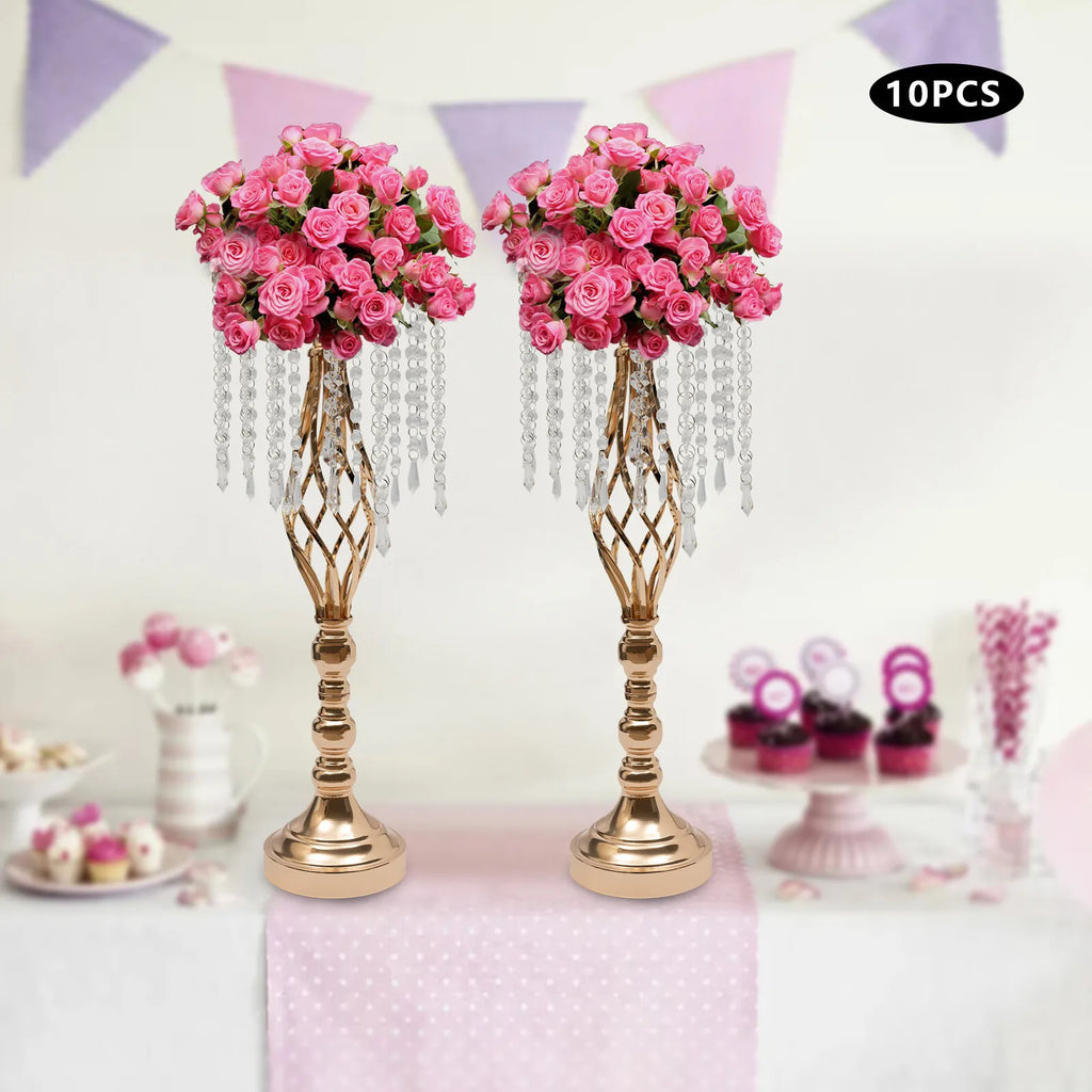Metal Wedding Table Centerpieces 10 Pieces Crystal Flower Vase Stand Party Decor