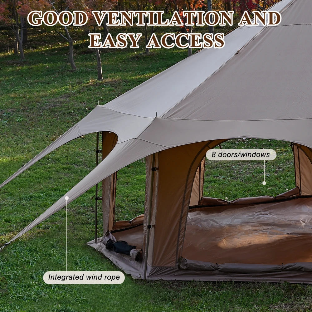 Glamping Camping New Design One Bedroom Yurt Tent Outdoor Oxford Bell Tent for 4 Season 4-10 Persons Family Luxury Waterproof