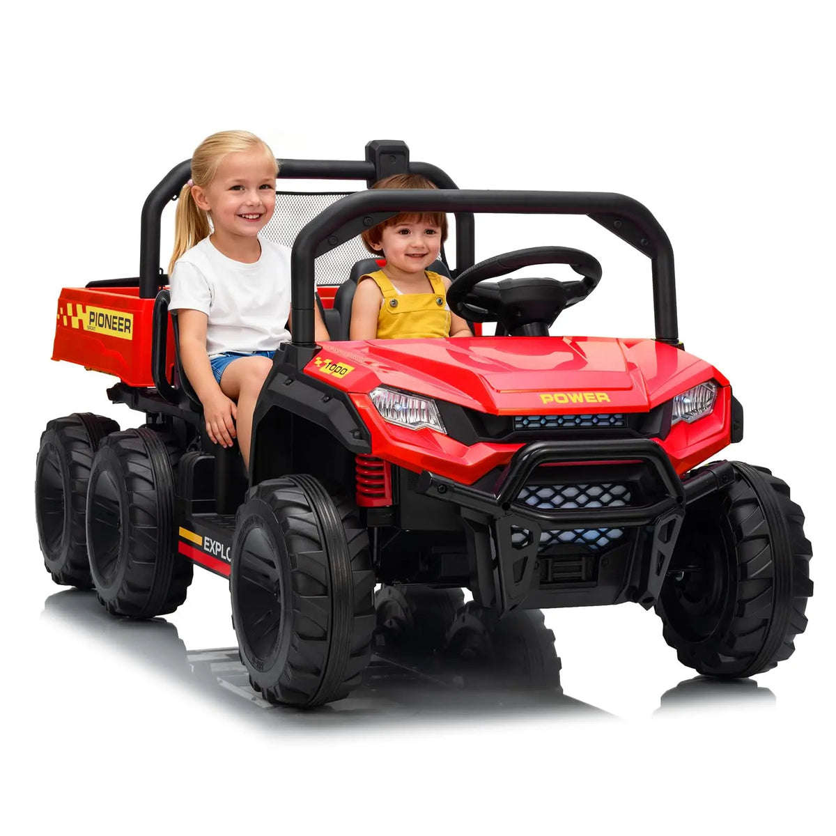 24V 2 Seater Kids Ride on Toy, 4WD 3 Speeds Electric Dump Truck With Remote Control For Children 4-8