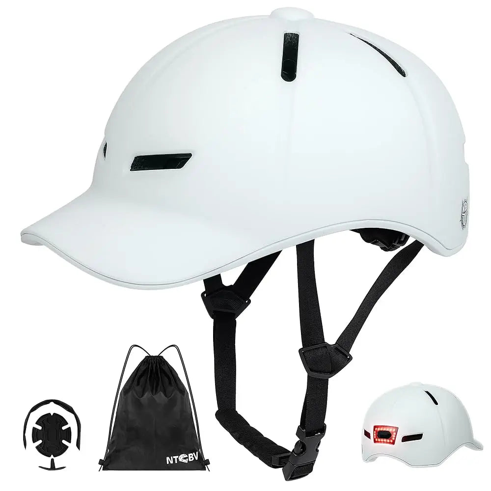 Bike Helmet Adult Men/Women-USB Rechargeable Rear Light CPSC/ASTM Certified 2 Removable Liners Adjustable Lightweight Basebal