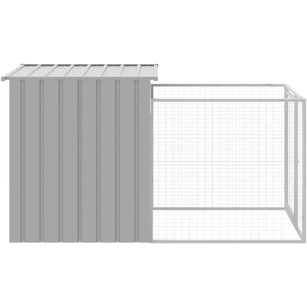 Multi-Functional Outdoor Gray Steel Dog Kennel with Run for Protection and Convenience