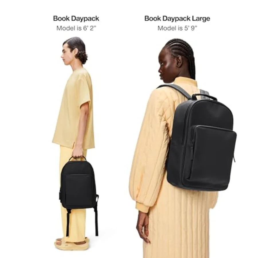 Large Black Laptop Backpack for Men and Women Waterproof Minimalist Commuter Bag 15-16 Black Book Daypack