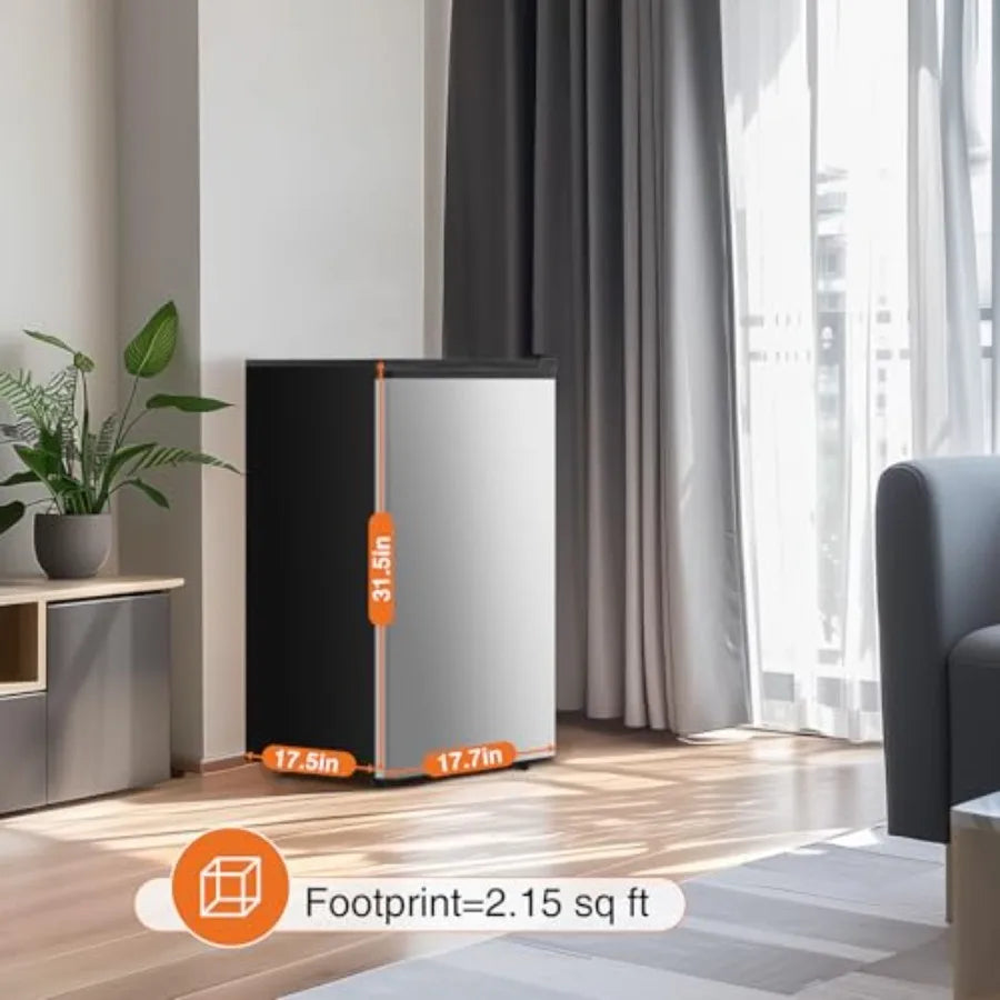 3.2 Cu.Ft Mini Fridge with Freezer Small Refrigerator Adjustable Thermostat Energy-efficient Low Noise Compact Fridge for Bedro