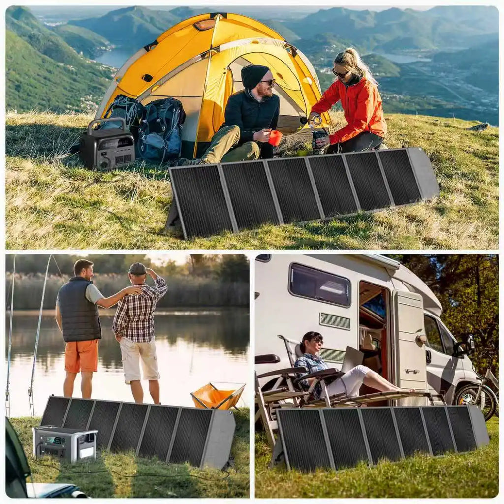 200W Portable Solar Panel, Foldable Solar Panel Kit - Portable Solar Charger for Laptops, Solar Generator, Van, Camping