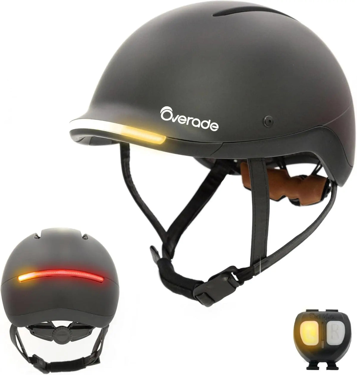 Universal Bike & Scooter Helmet with Front/Rear Lights and Remote Flashing Control, One Size Fits All
