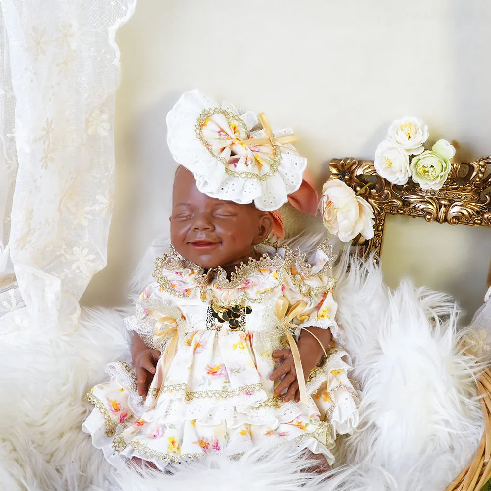 Artificial Soft Full Body Platinum Silicone Painted Reborn Doll Girl Handmade 17.72 inch Solid Newborn Fake Girl For Kid Gift