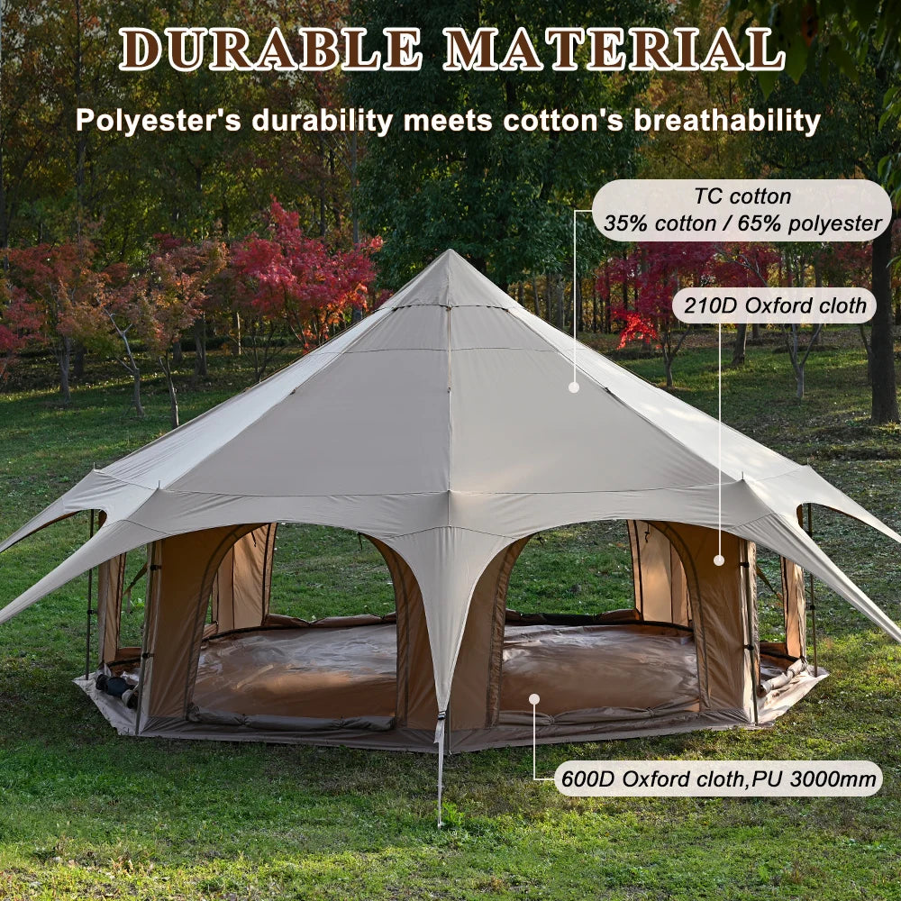 Glamping Camping New Design One Bedroom Yurt Tent Outdoor Oxford Bell Tent for 4 Season 4-10 Persons Family Luxury Waterproof