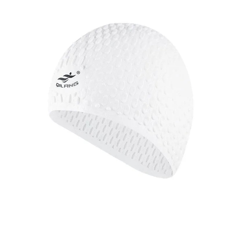 Silicone swimming cap Waterproof water drop-shaped granular head cap Adult men's and women's ear protection swimming cap