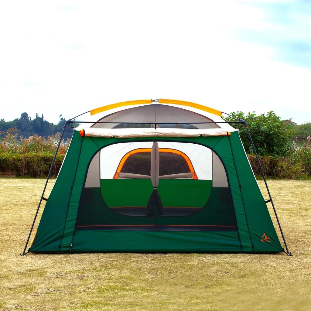 Extra Large Tent 6-10-12-14 Person(B),Family Cabin Tents,2 Rooms,3 Doors and 3 Windows with Mesh,Straight Wall,Waterproof,Double