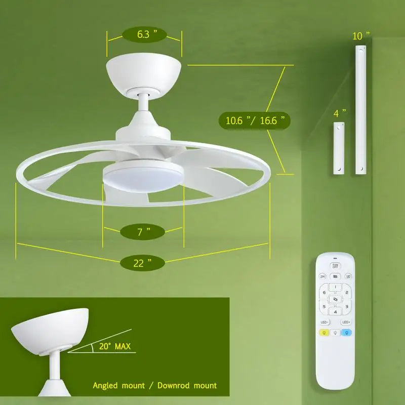 22-inch LED Indoor Smart Ceiling Fan with DC Motor, Matte White Finish
