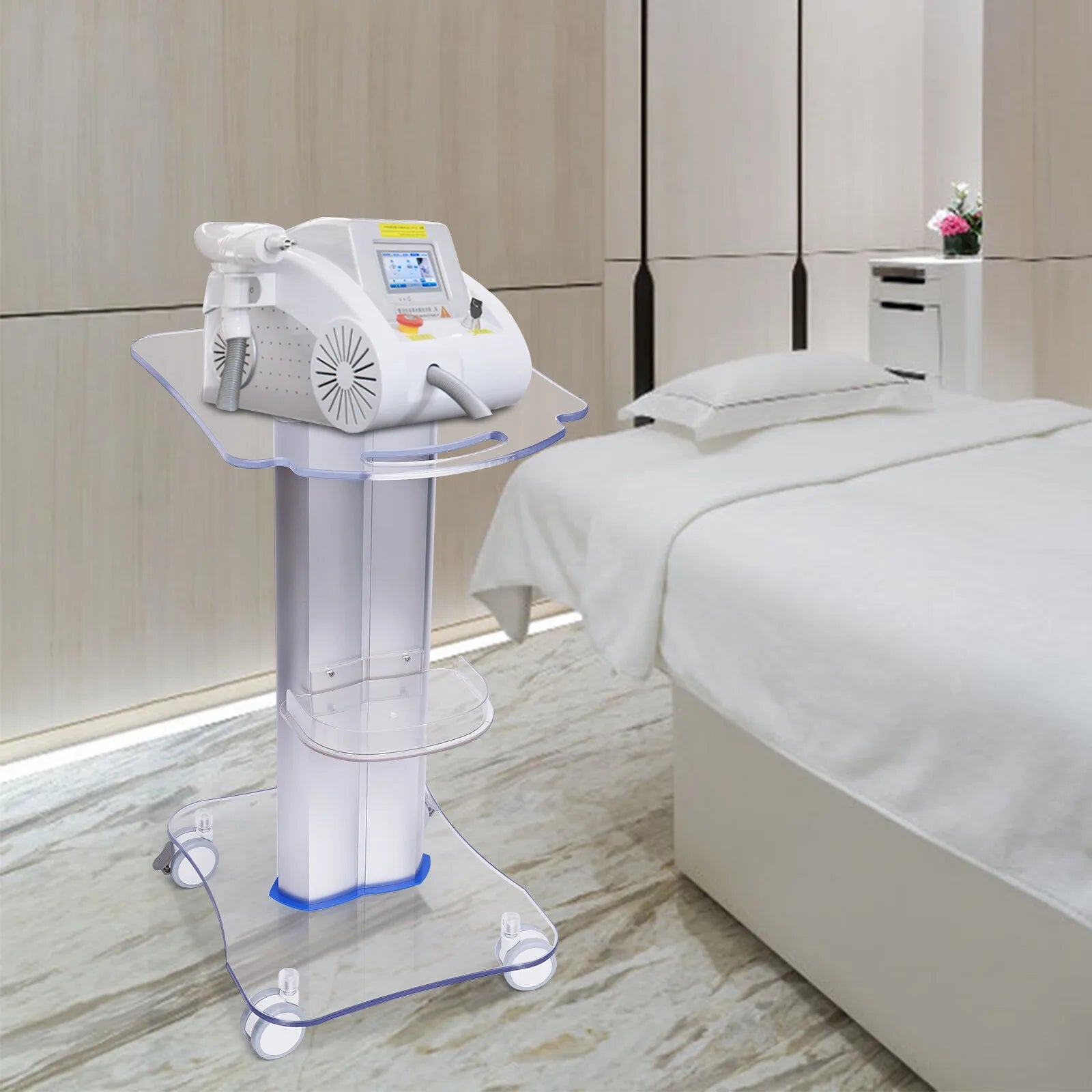 Beauty Rolling Trolley Salon Trolley Cart with Additional Tray Acrylic Rolling Cart Spa Storage Rolling Cart for Beauty Salon