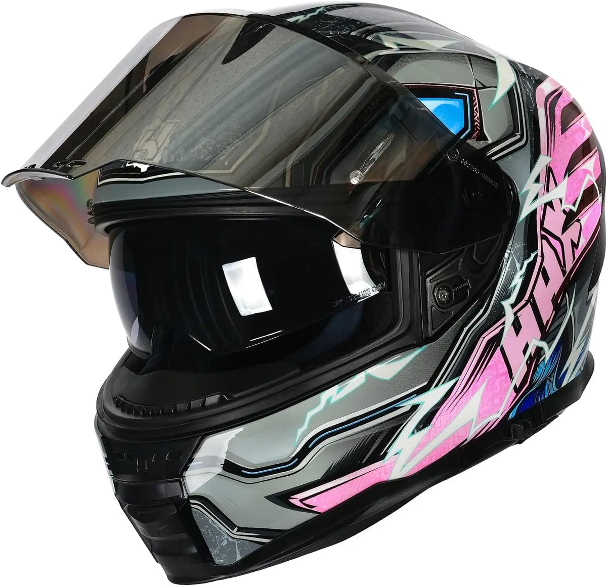 Force Glow-in-The-Dark Aerodynamic Full Face Helmet for Street E-Bikes DOT ECE Certified-Enhanced Dual Visor Adult Size Pinlock